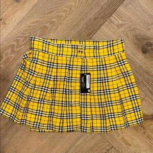 Yellow Plaid Skater Mini Skirt